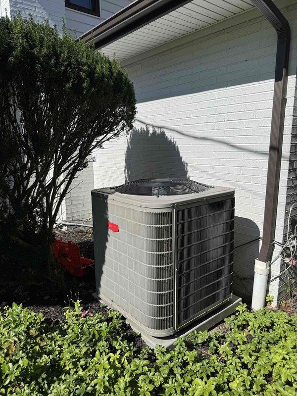 Completed comprehensive seasonal tune-up on both heating and cooling systems. Performed standard maintenance procedures including inspection of outdoor condenser unit, which showed normal operation with minor rust formation noted on heat exchanger coil frame and mounting edges. Assessed air duct system for reported damage; all ductwork found intact with no repairs required.