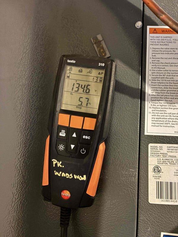 Completed scheduled heating maintenance on furnace system. Performed comprehensive system inspection including electrical component evaluation, verified capacitor specifications (12.5 MFD, 370V CBB65-A1) and connections, and conducted combustion analysis using Testo 310 analyzer confirming proper operation with readings within manufacturer specifications. All components found operating normally with no deficiencies noted.