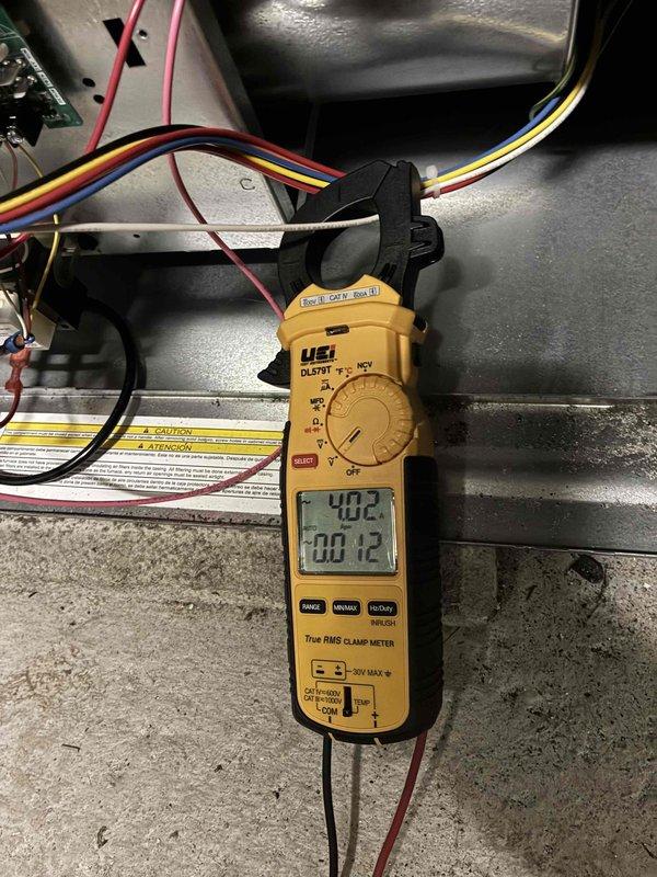 Completed scheduled heating maintenance on residential furnace system. Performed comprehensive diagnostic testing using digital clamp meter to verify electrical current draw and voltage readings across all major components including blower motor and gas valve assembly. All measurements were within manufacturer specifications, and system was confirmed to be operating safely and efficiently for the upcoming heating season.