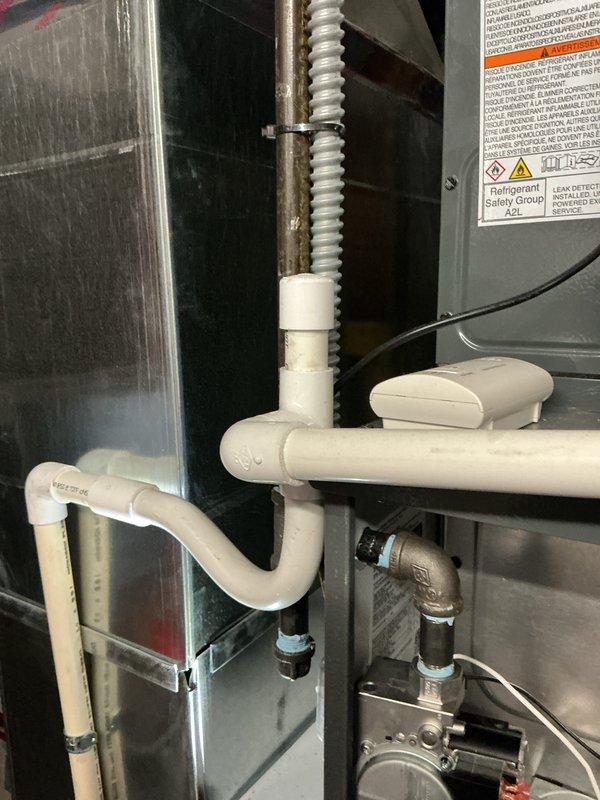 Completed scheduled cooling maintenance on HVAC system, including inspection of air handler components, refrigerant lines, and condensate drain assembly with float switch mechanism. Performed diagnostic measurements using digital testing equipment and verified proper operation of all mechanical components, piping connections, and safety controls.