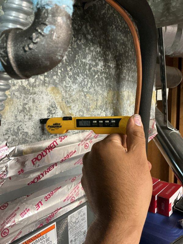 Completed scheduled cooling maintenance on HVAC system, including inspection of air handler components, refrigerant lines, and condensate drain assembly with float switch mechanism. Performed diagnostic measurements using digital testing equipment and verified proper operation of all mechanical components, piping connections, and safety controls.
