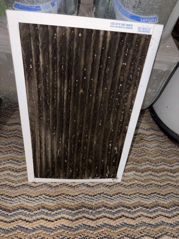 Completed non-member heating tune-up service on residential HVAC system. Performed standard seasonal maintenance inspection of heating equipment, including examination of electrical control panel components, wiring connections, and safety controls. Replaced heavily soiled air filter that showed significant accumulation of dust and debris throughout pleated media, which was restricting proper airflow to the system.