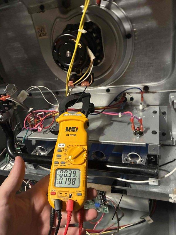 Completed comprehensive tune-up and inspection on two Goodman furnaces (models GM9S800804BN and GM9S800804CN), both approximately 3 years old. Performed electrical diagnostics using digital multimeter to verify proper voltage and amperage readings across system components, inspected blower assembly and internal wiring connections, and replaced air filters as requested. All systems tested and operating within manufacturer specifications.