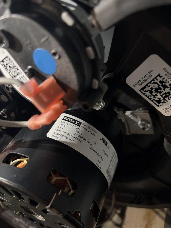 Completed scheduled heating maintenance on 9-year-old Amana furnace system. Performed comprehensive inspection of blower motor assembly, verified FASCO motor specifications and electrical connections, checked all wiring terminations and safety controls. Inspected venting system, condensate drain lines, and ductwork connections. All components found operating within normal parameters; system tested and confirmed ready for heating season.