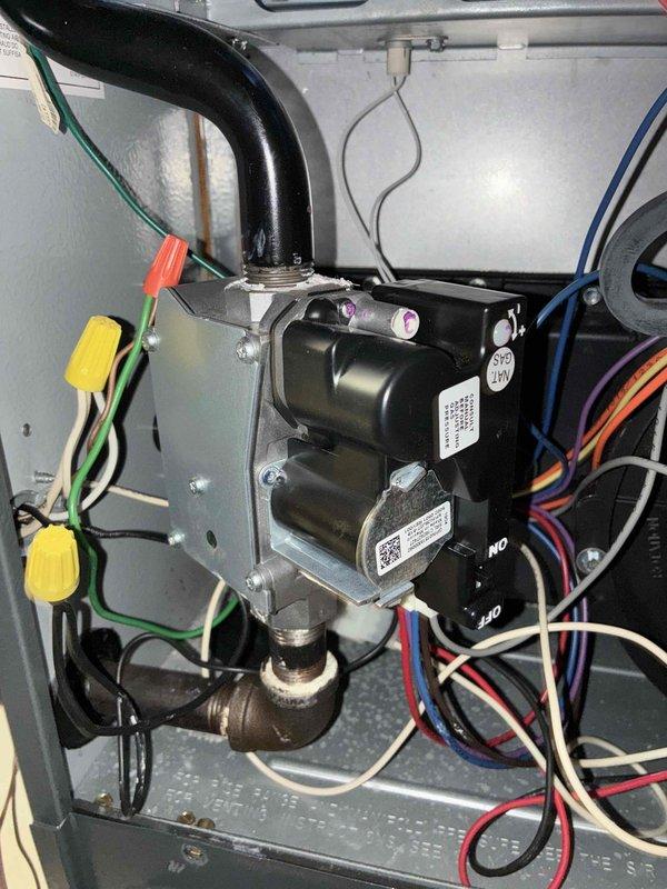 Completed scheduled preventive maintenance on residential furnace system. Inspected gas valve assembly, electrical connections, and blower motor components for proper operation. Verified air filter condition and system controls functioning within normal parameters.