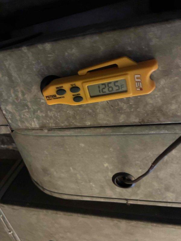 Completed scheduled heating maintenance on furnace system. Performed comprehensive inspection of blower assembly and verified proper operation of all components. Measured supply air temperature at 126.5°F, confirming adequate heat output. Inspected blower wheel for cleanliness and proper function, noting minor dust accumulation consistent with normal operation. All system components operating within manufacturer specifications.