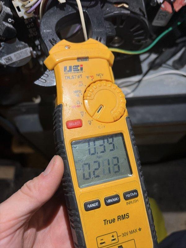 Completed comprehensive heating and cooling maintenance on two HVAC systems. Performed electrical diagnostics using digital multimeter, measuring amperage draw and voltage readings to verify proper system operation. All equipment tested within normal operating parameters, with current measurements indicating efficient compressor and blower motor performance.