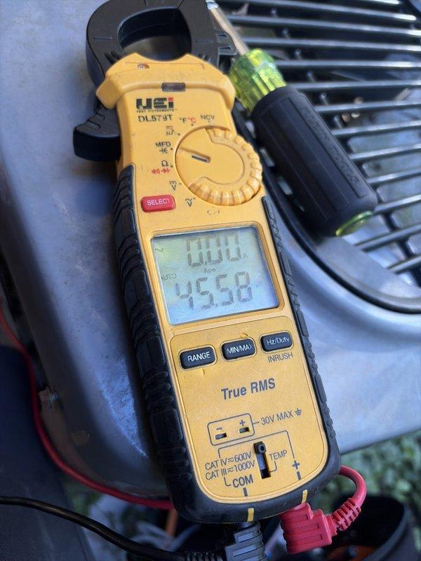 Completed comprehensive heating and cooling maintenance on two HVAC systems. Performed electrical diagnostics using digital multimeter, measuring amperage draw and voltage readings to verify proper system operation. All equipment tested within normal operating parameters, with current measurements indicating efficient compressor and blower motor performance.