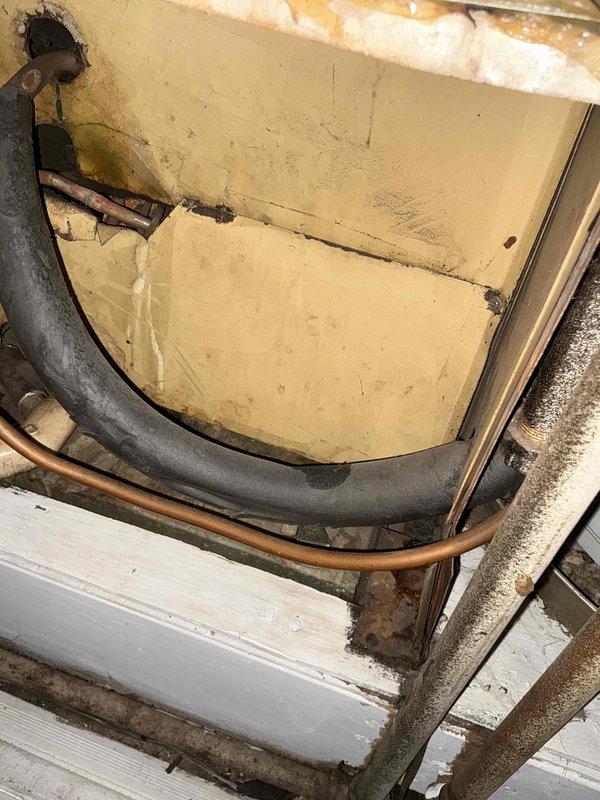Completed full HVAC system replacement estimate for a forced air townhouse unit with easy access. Documented existing system condition showing significant age-related wear, including deteriorated insulation, corroded metal components, discolored interior surfaces, and aging refrigerant lines. Presented comprehensive replacement options to address the worn equipment and improve system efficiency. Completed full HVAC system replacement estimate for a forced air townhouse unit with easy access. Documented existing system condition showing significant age-related wear, including deteriorated insulation, corroded metal components, discolored interior surfaces, and aging refrigerant lines. Presented comprehensive replacement options to address the worn equipment and improve system efficiency.