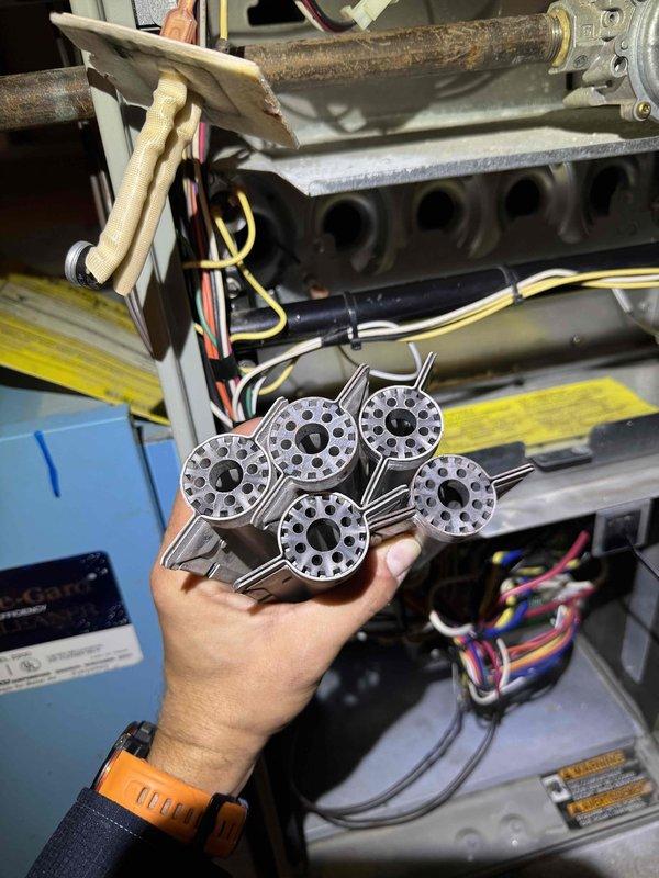 Responded to no heat call on 21-year-old Trane furnace (model TUD100R936K5) where system was producing cooling instead of heat when thermostat called for heating. Upon inspection, diagnosed reversed thermostat wiring causing improper system operation. Corrected thermostat wire connections to restore proper heating function. Conducted system operational test to verify furnace now responds correctly to heating demand. Given the advanced age of the unit, advised customer of system's condition and recommended planning for replacement in the near future due to expected end of service life for equipment of this vintage. Responded to no heat call on 21-year-old Trane furnace (model TUD100R936K5) where system was producing cooling instead of heat when thermostat called for heating. Upon inspection, diagnosed reversed thermostat wiring causing improper system operation. Corrected thermostat wire connections to restore proper heating function. Conducted system operational test to verify furnace now responds correctly to heating demand. Given the advanced age of the unit, advised customer of system's condition and recommended planning for replacement in the near future due to expected end of service life for equipment of this vintage.