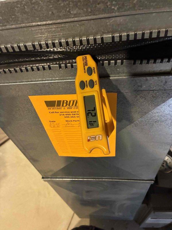 Completed comprehensive heating maintenance on two HVAC systems. Performed combustion analysis testing on both units using calibrated digital instruments, measuring oxygen levels at 11.7% and carbon monoxide at 77 ppm to ensure safe and efficient operation. Inspected heat exchangers, burner assemblies, and all system components for proper function and safety compliance.