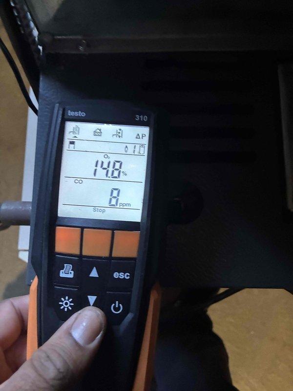Completed routine heating system maintenance on an aging HVAC unit over 10 years old. Inspected and evaluated the cylindrical pleated air filter, which showed signs of dust accumulation and required attention to maintain proper airflow and system efficiency. Performed combustion analysis using a Testo 310 digital analyzer, recording oxygen levels at 148 ppm and confirming safe carbon monoxide readings at 0 ppm, indicating proper burner operation and venting. All safety checks passed, and the system is operating within normal parameters for continued heating season performance. Completed routine heating system maintenance on an aging HVAC unit over 10 years old. Inspected and evaluated the cylindrical pleated air filter, which showed signs of dust accumulation and required attention to maintain proper airflow and system efficiency. Performed combustion analysis using a Testo 310 digital analyzer, recording oxygen levels at 148 ppm and confirming safe carbon monoxide readings at 0 ppm, indicating proper burner operation and venting. All safety checks passed, and the system is operating within normal parameters for continued heating season performance.