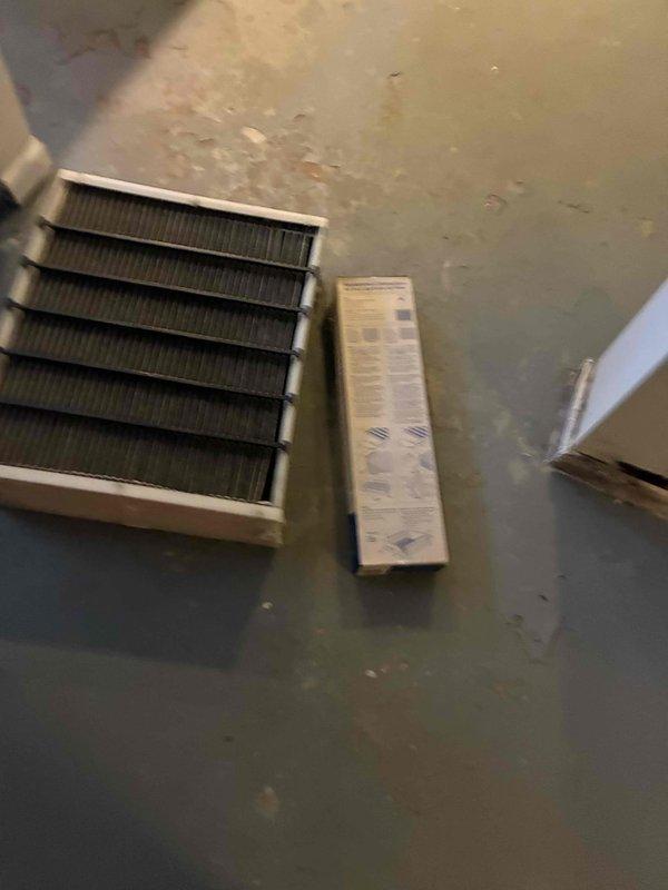 Replaced existing Carrier 31MF filter media with new unit. Removed old filter assembly from HVAC system, installed fresh pleated filter media in frame, and verified proper fit and seal within the air handler housing to ensure optimal airflow and filtration efficiency.