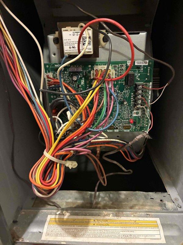 # HVAC Cooling Maintenance Completed

Performed comprehensive preventive maintenance on residential cooling system. Conducted thorough inspection of control board assembly and verified all electrical connections within the control panel enclosure. All wire harnesses, including power and control circuits, were found to be properly secured with no signs of degradation or loose connections. Control board components, relays, and transformers were inspected and confirmed to be in good operational condition.

Performed electrical diagnostics on outdoor condensing unit using digital multimeter. Measured capacitor microfarad values to verify proper operation of compressor and fan motor start components. All readings were within manufacturer specifications, indicating capacitors are functioning correctly. System electrical parameters were tested and found to be operating normally with no voltage irregularities detected.

Unit is operating efficiently with all components functioning as designed.