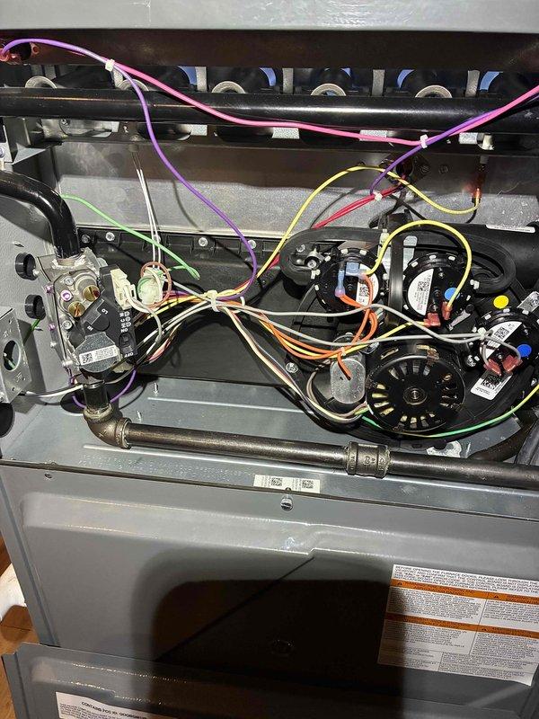 Completed scheduled heating maintenance on gas furnace system. Performed comprehensive inspection of all internal components including gas valve assembly, blower motor, heat exchanger, electrical connections, and control board. Verified proper operation of burner assembly, confirmed all color-coded wiring connections were secure, and ensured gas piping and connections showed no signs of leaks or deterioration. All components found to be in proper working order and system operating within manufacturer specifications. Completed scheduled heating maintenance on gas furnace system. Performed comprehensive inspection of all internal components including gas valve assembly, blower motor, heat exchanger, electrical connections, and control board. Verified proper operation of burner assembly, confirmed all color-coded wiring connections were secure, and ensured gas piping and connections showed no signs of leaks or deterioration. All components found to be in proper working order and system operating within manufacturer specifications.