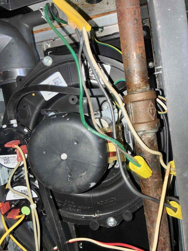 Completed annual heating maintenance on 3-year-old Goodman HVAC system. Performed comprehensive inspection of compressor unit, electrical connections, and refrigerant lines; verified all wiring secured and connections tight; checked copper piping for integrity and refrigerant flow. Inspected and evaluated pleated air filter condition within system housing.
