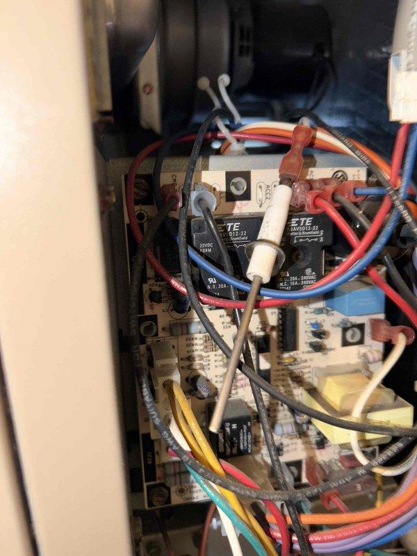 Completed comprehensive heating system maintenance on HVAC unit. Performed thorough inspection of air handler assembly, including examination of filtration system and verification of filter condition and proper installation. Accessed and inspected internal electrical control panel, verifying all relay components, circuit board connections, and wiring harness integrity. All electrical connections found secure with no signs of overheating or deterioration. System operational and ready for heating season.