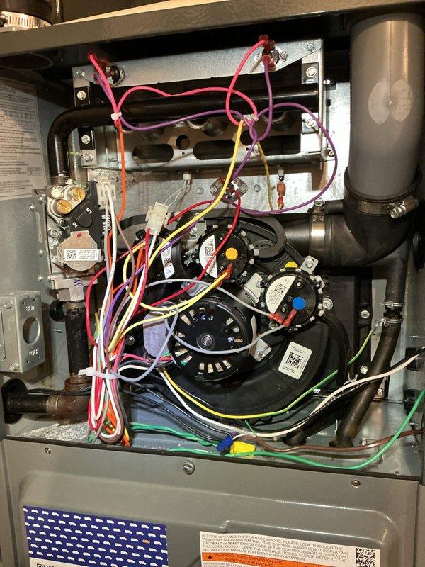 Completed comprehensive heating system maintenance on furnace unit over 10 years old. Performed visual inspection of burner assembly, pressure switches, safety controls, and electrical connections, confirming all components and wiring were properly secured and functioning. Noted air filter showed significant dust accumulation and recommended replacement to maintain proper airflow and system efficiency. Completed comprehensive heating system maintenance on furnace unit over 10 years old. Performed visual inspection of burner assembly, pressure switches, safety controls, and electrical connections, confirming all components and wiring were properly secured and functioning. Noted air filter showed significant dust accumulation and recommended replacement to maintain proper airflow and system efficiency.