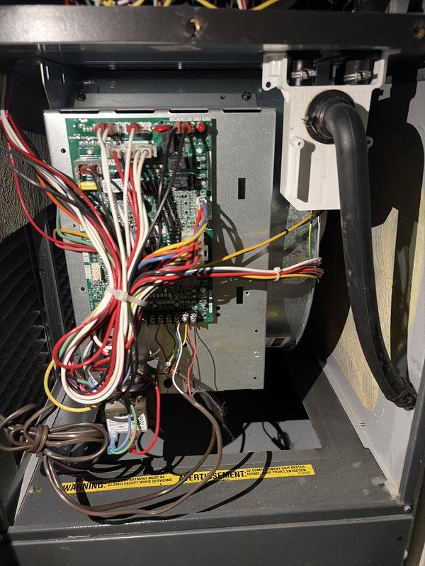 Performed scheduled heating maintenance on the furnace, inspecting the flame sensor rod, which was clean, straight, and securely mounted with no signs of corrosion or damage. Inspected the control board and low-voltage wiring in the cabinet, finding no rust, frost, or component damage, though the wire bundle is loosely routed and was noted for future tidying. The unit was left in good working condition. Performed scheduled heating maintenance on the furnace, inspecting the flame sensor rod, which was clean, straight, and securely mounted with no signs of corrosion or damage. Inspected the control board and low-voltage wiring in the cabinet, finding no rust, frost, or component damage, though the wire bundle is loosely routed and was noted for future tidying. The unit was left in good working condition.