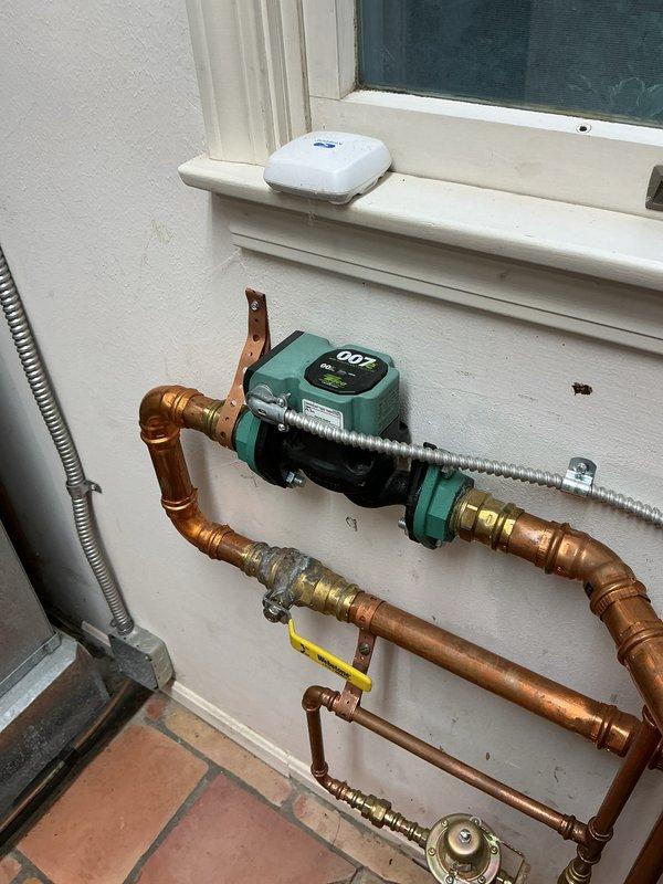 Performed scheduled heating maintenance on the hydronic boiler system, including inspection of the wall-mounted gas boiler's internal components (heat exchanger, gas valve assembly, blower housing, wiring harnesses, and Grundfos circulator) and the flue/vent termination. Removed and cleaned the boiler's mesh filter/screen, and inspected the inline circulator pump, copper piping, press fittings, isolation valves, and electrical conduit connections. No leaks, corrosion, or damage were observed, and the system was left in proper working order. Performed scheduled heating maintenance on the hydronic boiler system, including inspection of the wall-mounted gas boiler's internal components (heat exchanger, gas valve assembly, blower housing, wiring harnesses, and Grundfos circulator) and the flue/vent termination. Removed and cleaned the boiler's mesh filter/screen, and inspected the inline circulator pump, copper piping, press fittings, isolation valves, and electrical conduit connections. No leaks, corrosion, or damage were observed, and the system was left in proper working order.