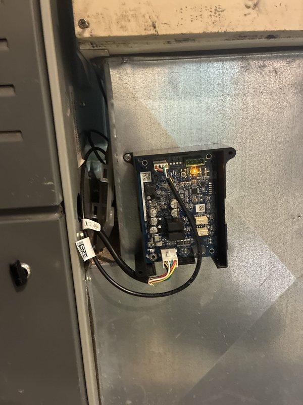Performed an on-site evaluation for furnace replacement and presented equipment options. Inspected the exterior electrical service, including the utility meter, conduit, and junction box, and found no visible damage or corrosion. Inspected the existing unit's integrated control board and wiring harness within the cabinet, noting the board powered with its status indicator illuminated and the cabinet showing dust and light surface wear. Performed an on-site evaluation for furnace replacement and presented equipment options. Inspected the exterior electrical service, including the utility meter, conduit, and junction box, and found no visible damage or corrosion. Inspected the existing unit's integrated control board and wiring harness within the cabinet, noting the board powered with its status indicator illuminated and the cabinet showing dust and light surface wear.