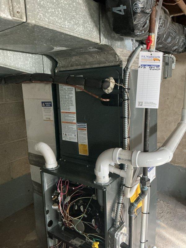 Responded to a no-heat call on a Goodman gas furnace with an attached evaporator coil installed two months prior. Removed the lower access panel and inspected the control board, low-voltage and line-voltage wiring, gas piping, venting, and condensate drain assembly with pump to diagnose the failure to call for heat. No visible damage, corrosion, or frost was found, and the unit was left with the service tag attached. Responded to a no-heat call on a Goodman gas furnace with an attached evaporator coil installed two months prior. Removed the lower access panel and inspected the control board, low-voltage and line-voltage wiring, gas piping, venting, and condensate drain assembly with pump to diagnose the failure to call for heat. No visible damage, corrosion, or frost was found, and the unit was left with the service tag attached.