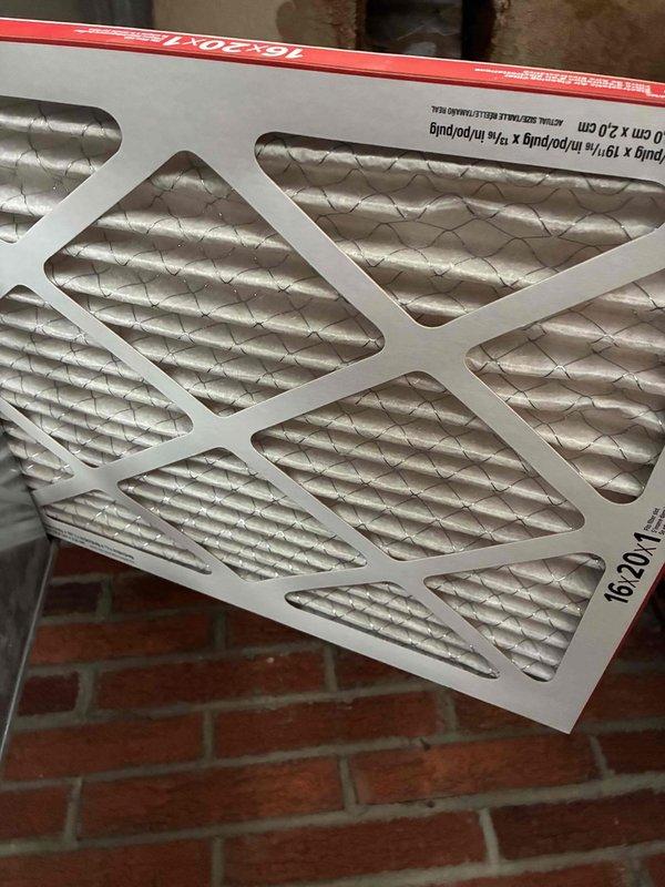 Performed seasonal furnace maintenance, inspecting the 16x20x1 pleated air filter and confirming it was clean and free of damage or restriction. Measured component amperage with a true RMS clamp meter (approximately 4.70 A) to verify electrical operation, and visually inspected the control board, wiring, and terminal connections, finding no signs of frost, rust, or damage. Performed seasonal furnace maintenance, inspecting the 16x20x1 pleated air filter and confirming it was clean and free of damage or restriction. Measured component amperage with a true RMS clamp meter (approximately 4.70 A) to verify electrical operation, and visually inspected the control board, wiring, and terminal connections, finding no signs of frost, rust, or damage.