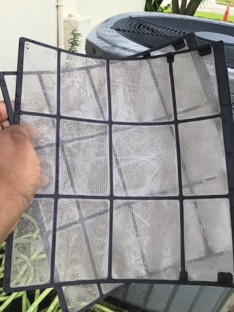 Arrived and found system not working correctly and leaking water due to a dirty filter. I brought filters outside and washed and sanitiz them checked cooling while they dryer then put them back in. The system is now working cooling and draining properly at this time. Arrived and found system not working correctly and leaking water due to a dirty filter. I brought filters outside and washed and sanitiz them checked cooling while they dryer then put them back in. The system is now working cooling and draining properly at this time.