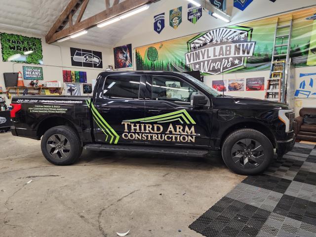 Maximize your brands visibility on the road and unlock new realms of marketing potential with commercial fleet wraps from Vinyl Lab NW!    Check out this partial truck wrap we printed and installed for @thirdarmconstruction using @adgraphics_na Avery 1105/1360z Vinyl from @fellers.seattle!  .  .  .  #truckwraps #partialwrap #truckgraphics #marketing #smallbusiness #art #fleetwraps #vinylwrap #carwrap #customwrap #layednotsprayed #paintisdead #3m #averydennison #carwrapping #carsandcoffee #vinylwraps #vehiclewraps #vinyllabwraps #paintisdead #laidnotsprayed #carwraps #averydennison #printgraphics