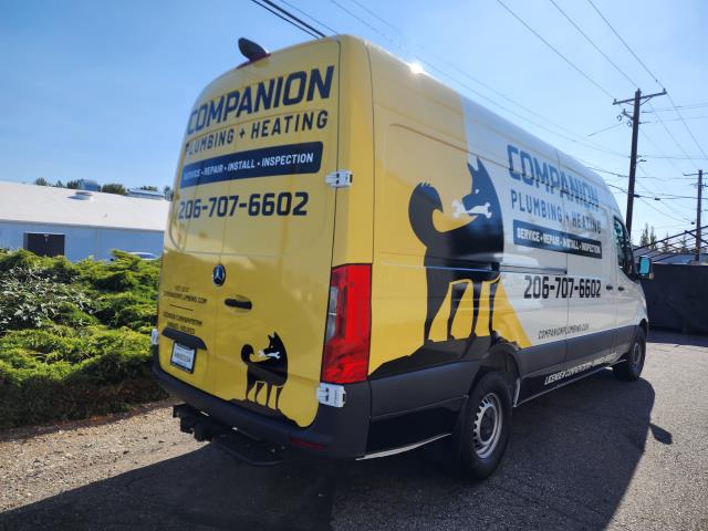 We understand that vehicle wraps need to endure the rigors of daily use and exposure to the elements. That's why we use premium-grade materials that offer long-lasting durability.    Check out this Sprinter wrap we did for Companion Plumbing and Heating!  .  .  .  #vanwrap #vangraphics #vinylgraphics #vanwraps #marketing #smallbusiness #art #fleetwraps #vinylwraps #vinylwrap #carwrap #customwrap #layednotsprayed #paintisdead #3m #averydennison #carwrapping #carsandcoffee #vehiclewraps #vinyllabwraps #digitalprint #wideformat #advertising #mukilteo  #averydennisonwraps