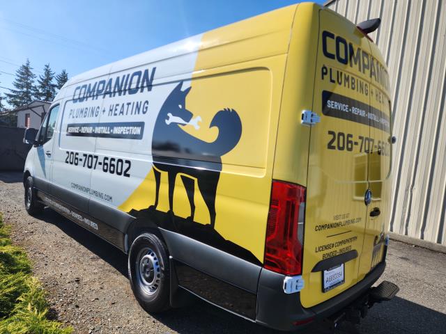 We understand that vehicle wraps need to endure the rigors of daily use and exposure to the elements. That's why we use premium-grade materials that offer long-lasting durability.    Check out this Sprinter wrap we did for Companion Plumbing and Heating!  .  .  .  #vanwrap #vangraphics #vinylgraphics #vanwraps #marketing #smallbusiness #art #fleetwraps #vinylwraps #vinylwrap #carwrap #customwrap #layednotsprayed #paintisdead #3m #averydennison #carwrapping #carsandcoffee #vehiclewraps #vinyllabwraps #digitalprint #wideformat #advertising #mukilteo  #averydennisonwraps