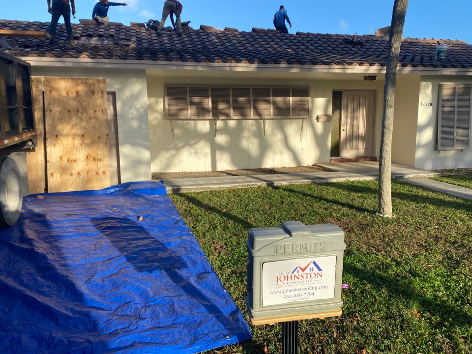 Miami Lakes, FL - Tile reroof in progress in Miami lakes Miami Lakes, FL - Tile reroof in progress in Miami lakes