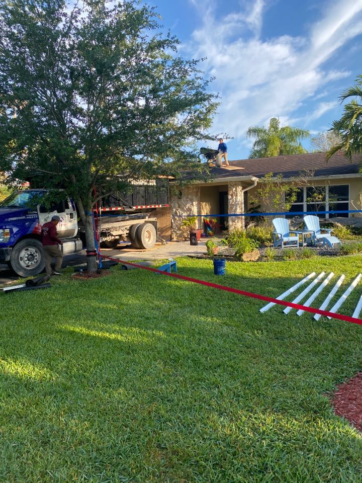 Southwest Ranches, FL - Re-roof and Southwest Ranches tearing off a shingle installing a GAF timberline HDZ Unlimited wind rating golden pledge warranty 25 year labor and material warranty Southwest Ranches, FL - Re-roof and Southwest Ranches tearing off a shingle installing a GAF timberline HDZ Unlimited wind rating golden pledge warranty 25 year labor and material warranty