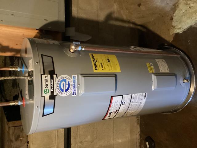 Install new 50 gallon electric water heater. 