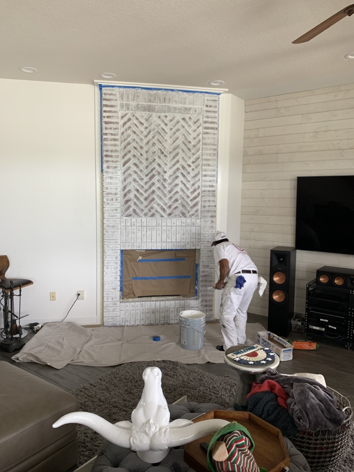 are you tired of the red brick look? Consider Premier Interior Painting Lime wash.....first coat pictured here....