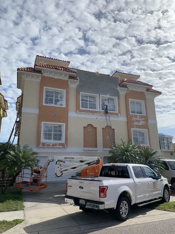 Residential Exterior Painting underway......7th Job on this Street! Premier thanks all of Redington Shores and beyond. 