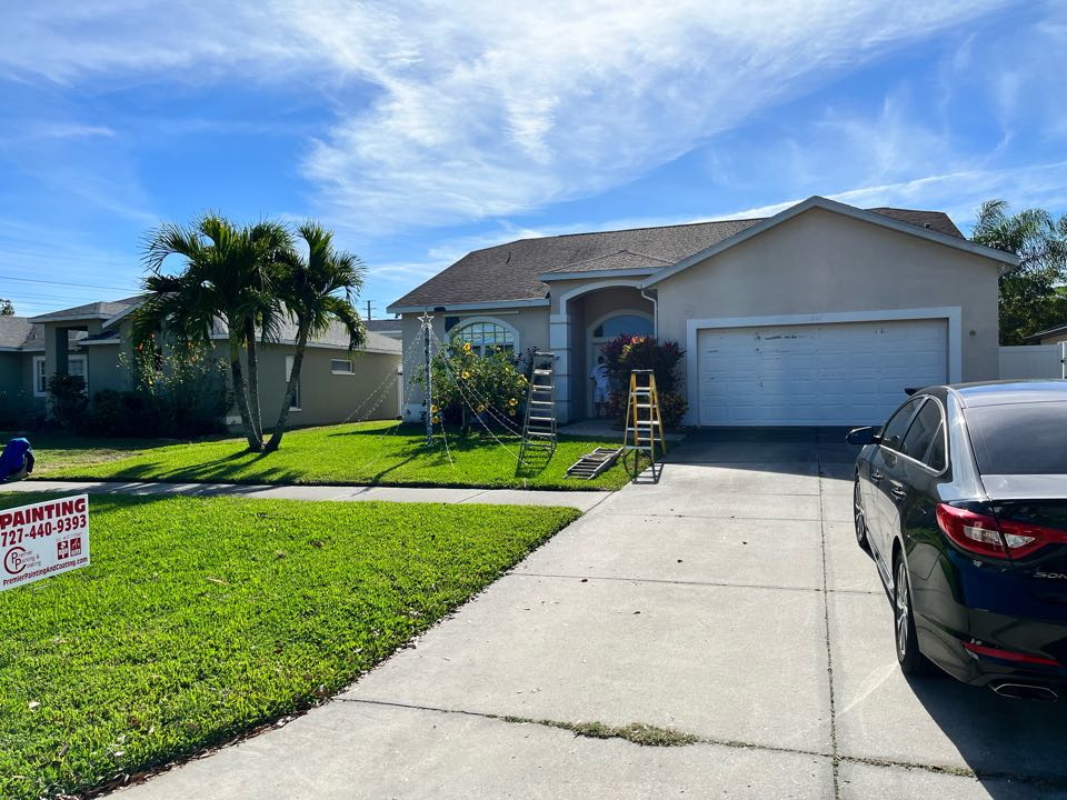 Can’t wait to see the bold transformation on this beautiful Oldsmar home full exterior repaint with Premier Painting and Coating call for your free estimate interior exterior residential or commercial (727)440-9393