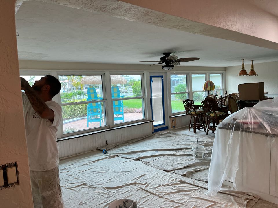 Taking the time to prep and protect makes the world a difference on an interior repaint can’t wait to see this one when it’s done with Premier Painting And Coating call for your free estimate (727)440-9393 Interior exterior residential or commercial