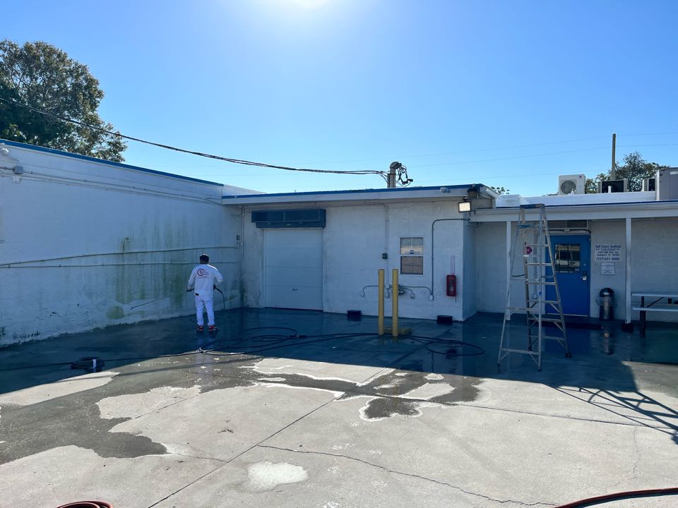 Pressure was and prep on the commercial exterior repaint with Premier Painting And Coating call for your free estimate (727)440-9393 Interior exterior residential or commercial