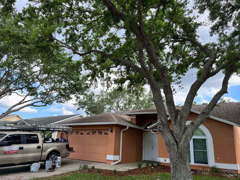 Ready for a nice color change on this beautiful exterior repaint with Premier Painting And Coating call for your free estimate (727)440-9393 stucco repairs, drywall repairs, interior, exterior residential, or commercial painting