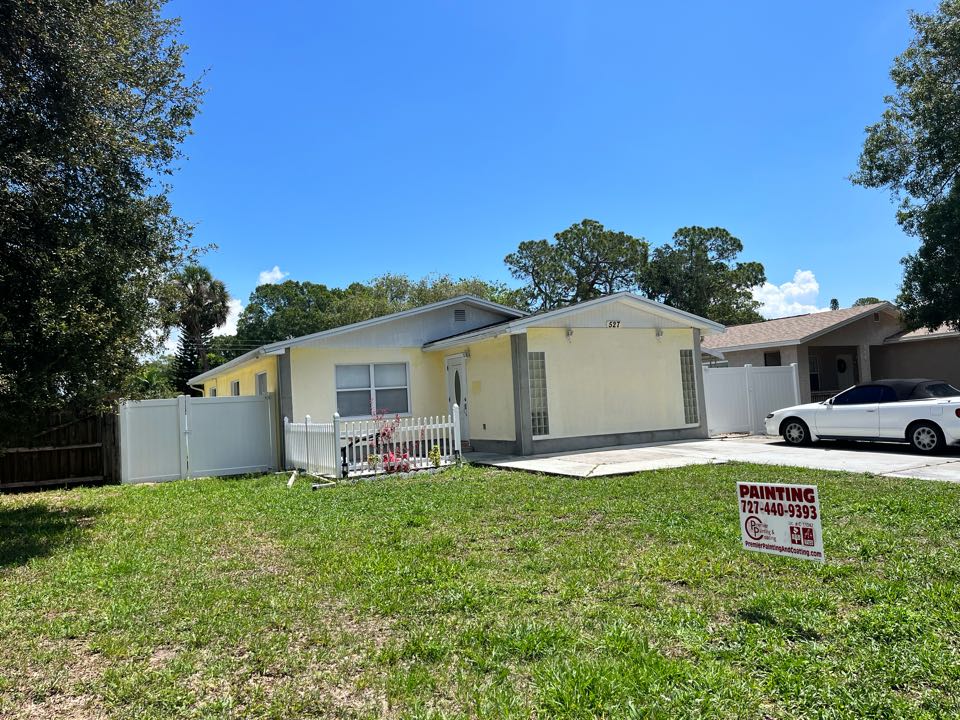 We added these new Stucco bands to give this full exterior repaint some more detail with Premier Painting and Coating please call for your free estimate (727)440-9393 stucco repairs, drywall, repairs, interior, exterior residential commercial, and cabinetry painting