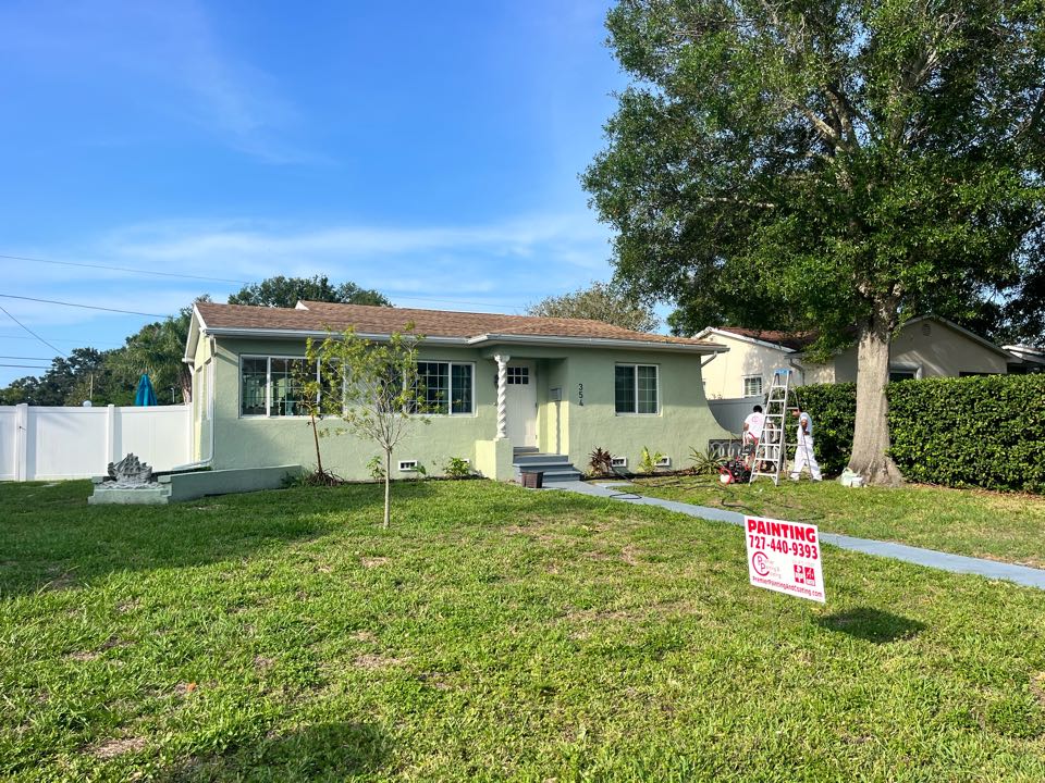 About to wash and prep this home for a beautiful color change with Premier Painting and Coating call for your free estimate (727)440-9393 drywall, repair, stucco repairs, interior, exterior residential commercial, and cabinetry painting