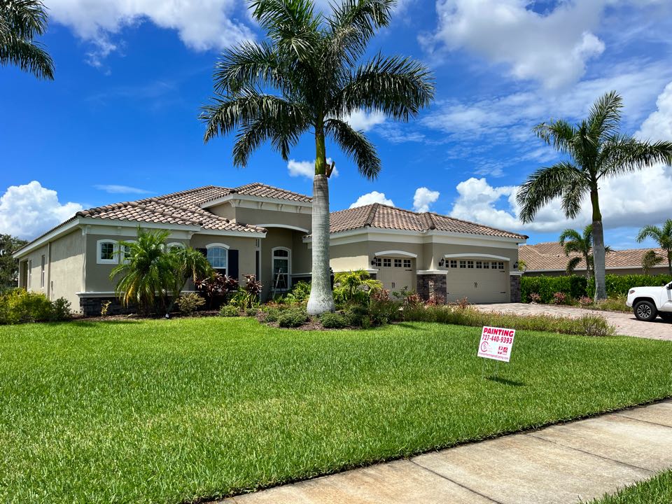 Loving the results on this exterior repaint with Premier Painting and Coating call for your free estimate (727)440-9393 stucco repairs, drywall, repairs, interior, exterior residential commercial, and cabinetry painting