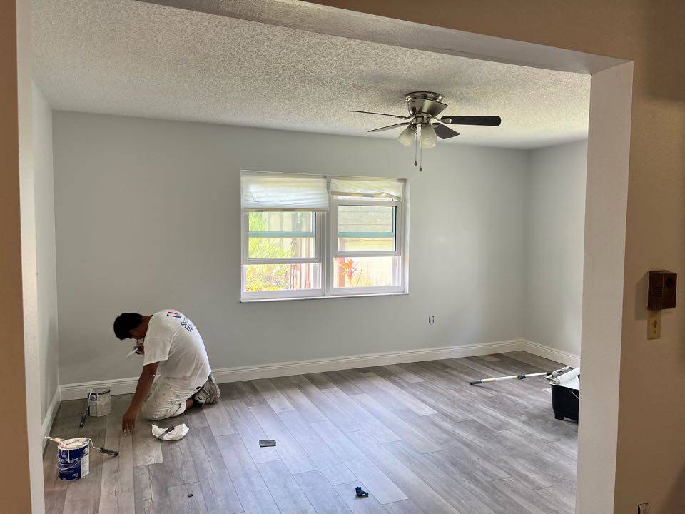 Putting the finishing touches and clean up on this full interior repaint with Premier Painting and Coating call for your free estimate (727)440-9393 drywall repairs, stucco repairs, interior, exterior residential, and commercial and cabinetry painting