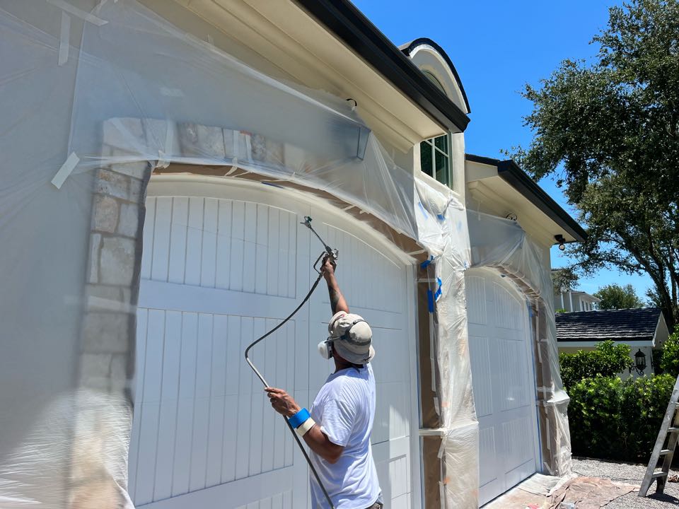 Getting these beautiful garage doors, prepped prime, and paint it with Premier Painting and Coating call for your free estimate (727)440-9393 drywall repairs, stucco repairs, interior, exterior residential commercial and cabinetry painting 