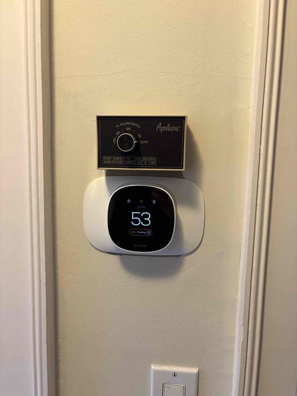 Diagnosed and confirmed failed inducer motor in 10+ year old HVAC system causing no heat complaint. Ordered replacement part for future installation. Customer also requested Ecobee thermostat installation to replace existing Aprilaire control system.