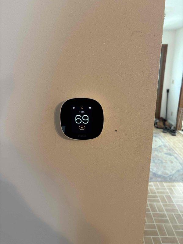 Responded to no-heat complaint and discovered water in the furnace venting system. Performed maintenance by clearing obstructed vent pipes, restoring proper operation. Additionally installed customer-requested Ecobee smart thermostat, replacing existing unit and verifying system functionality after repairs.