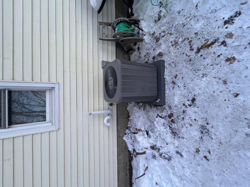 Completed full system installation including EL297E 70K high-efficiency furnace, ML13KC1 2-ton air conditioner, and 24B-71 cased coil. Replaced 20ft lineset, installed new drop and media filter, and added support bricks under furnace to replace existing slab. Converted from 80% to 90% efficiency requiring new PVC back-venting with approximately 12ft per run. Upgraded gas piping, replaced broken brass gas valve, and repositioned furnace orientation as specified. Removed inoperative dehumidifier and humidistat during installation.