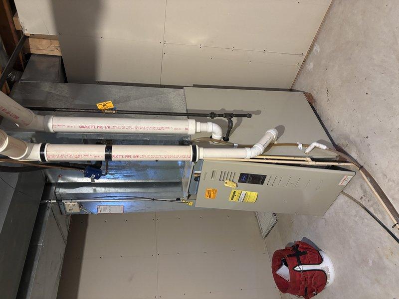 Performed comprehensive furnace clean and check maintenance per Agreement. Discovered critical safety issue with heat exchanger showing high exhaust CO readings. Documented deteriorating condition of aging unit with photos. Recommended replacement and provided customer with quote for new furnace installation due to safety concerns.