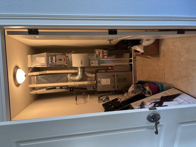 Performed monthly prepaid maintenance service on (3) furnaces under CCC Quality Plan. Completed comprehensive clean and check on all units, replaced 2-16X25X4 filters and 1-20X25X4 filter. Inspected attic-mounted and utility closet HVAC systems including ductwork, connections, and ventilation components. All systems functioning properly; recommended continuing regular maintenance schedule.